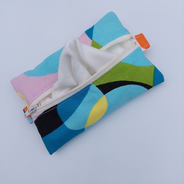 Mini Hanky Pouch - Kaleidoscope - Wet bag with pockets for clean and dirty - Optional mini hankies