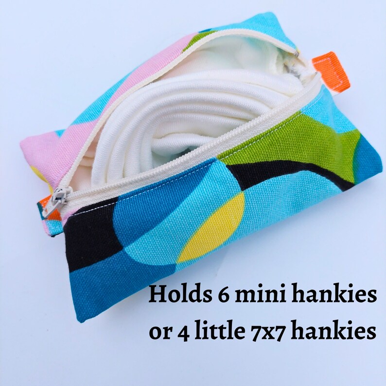 Mini Hanky Pouch Kaleidoscope Wet bag with pockets for clean and dirty Optional mini hankies image 6