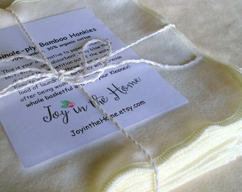 Thin little bamboo hankies - 7x7 inches - natural color