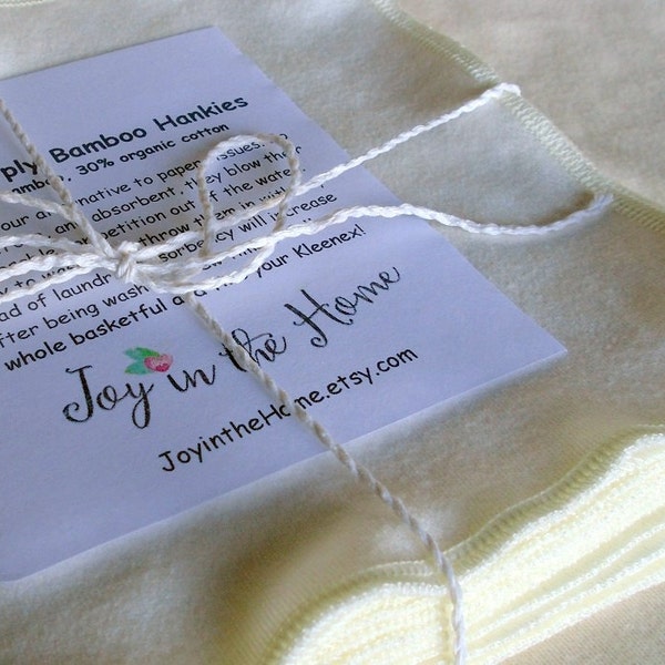 Thin, soft bamboo hankies - Choose your size - natural color