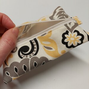 Mini Hanky Pouch Yellow, Gray and White Wet bag with pockets for clean and dirty Optional mini hankies image 6