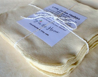 Perfect little cotton hankies - organic - 7x7 inches - natural color