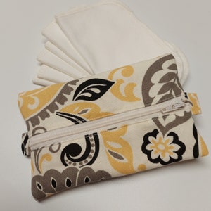 Mini Hanky Pouch Yellow, Gray and White Wet bag with pockets for clean and dirty Optional mini hankies image 2