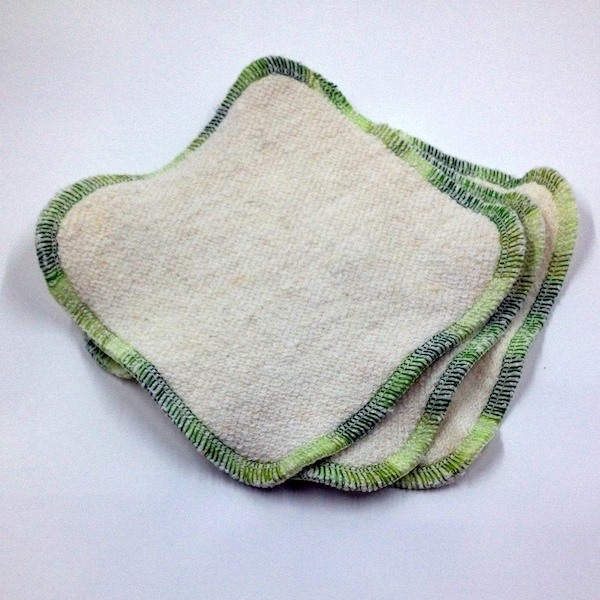 Three 5x5 hemp dishcloths - Anti-mildew, no-stink dish rag - hemp/cotton or hemp/bamboo- choose edge color