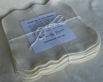 Thin little organic cotton hankies - 7x7 inches - natural color