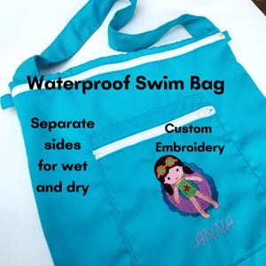 Nasse Tasche mit zwei Taschen für Strand oder Pool, wasserdichte Badetasche, Wochenendreise, benutzerdefinierter Text, personalisierte Stickerei, Stofftasche