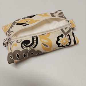 Mini Hanky Pouch Yellow, Gray and White Wet bag with pockets for clean and dirty Optional mini hankies image 4