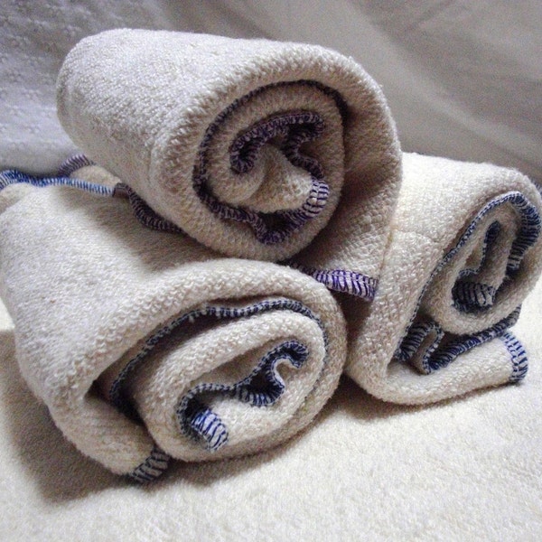 One 10x10 Hemp Washcloth - Large anti-mildew wash cloth - hemp/cotton or hemp/bamboo - choose edge color