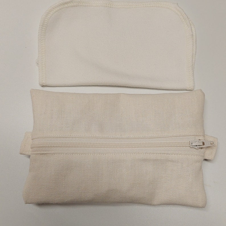Mini Hanky Pouch Hemp Canvas Wet bag with pockets for clean and dirty Optional mini hankies image 2