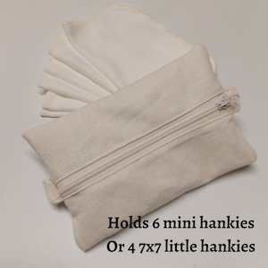 Mini Hanky Pouch Hemp Canvas Wet bag with pockets for clean and dirty Optional mini hankies image 4