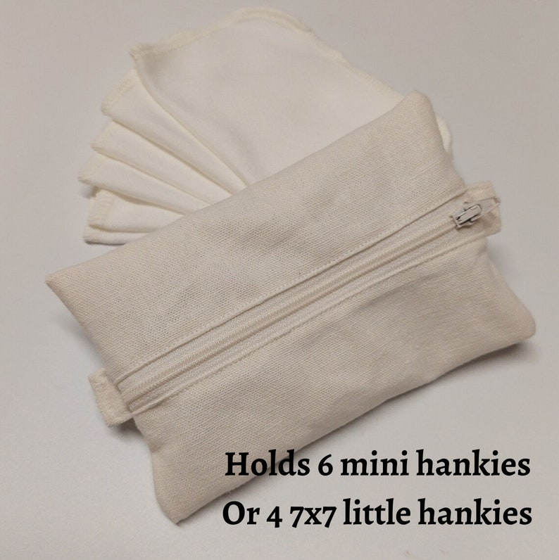 Mini Hanky Pouch Hemp Canvas Wet bag with pockets for clean and dirty Optional mini hankies image 4