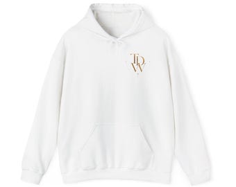Hoodie met minimalistisch monogram DW | Sweater met capuchon en logo op de witte borst