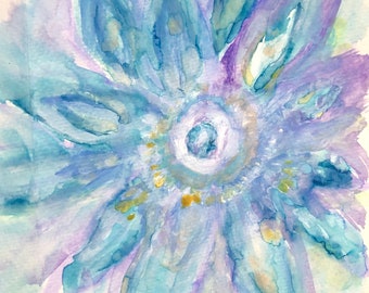 Soft Flower Hand Painted Original Watercolor Greeting Card with Envelope