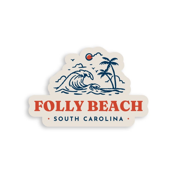 3" Folly Beach South Carolina Sticker