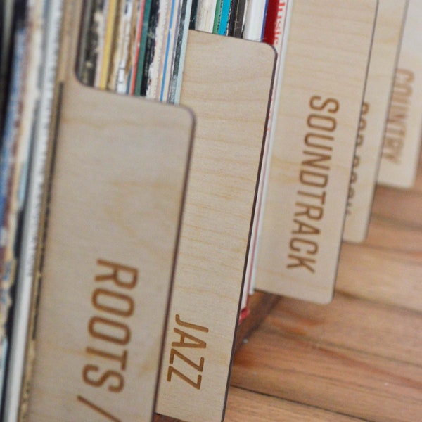 Set of 6 Genre Wooden Record Dividers (You Pick the Genres)