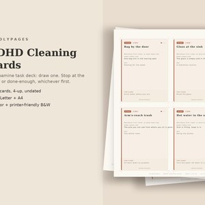 ADHD Cleaning Cards | Dopamine Task Deck (48 Cards, Color + B&W)