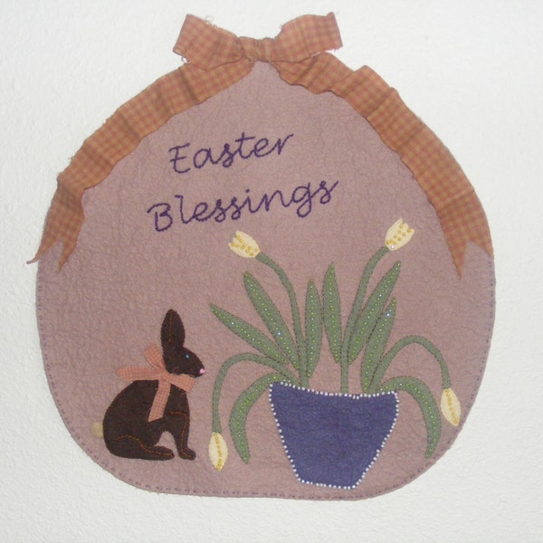 Easter Blessings - E-Pattern - Wool Felt Pattern - Spring Decor - Easter Decor - Penny Rug Pattern - Primitive Pattern