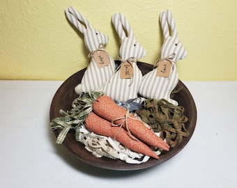 Farmhouse Rabbits and Carrots Bowl Fillers - Made to Order - Farmhouse Decor - Spring Decor - Home Decor - Spring Ornaments - Basket Fillers