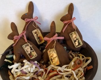 Bowl Filler Paper Pattern - Chocolate Hares - Rabbits - Spring - Home Decor - Bunny - Easter Decor - Primitive Spring - Folk Art Easter