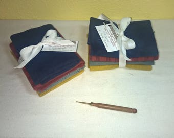Wool Fabric End Piece Bundles/"Old Glory"/Wool Fabric/Rug Hooking/Quilting/Supplies/Doll Making/Over Dyed Wool/Felted Wool