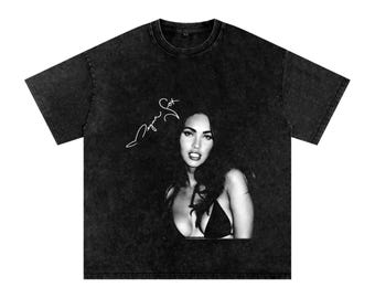 Koszulka Megan Fox w stylu vintage z bawełny, oversize, z lat 2000., w stylu grunge, w modnym, oldschoolowym stylu, w stylu vintage Y2K