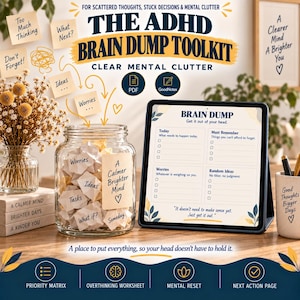 ADHD Brain Dump Workbook, Printable PDF for Mental Clutter & Overthinking, GoodNotes Planner, Executive Function Toolkit