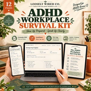 ADHD Workplace Survival Kit | Workplace Planner & Scripts | PDF + GoodNotes + Interactive Web App
