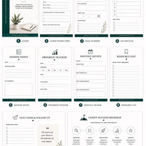 Kit de herramientas para el éxito del cliente en el ámbito del coaching empresarial / Formularios de admisión, planificación de objetivos, seguimiento del progreso (PDF)