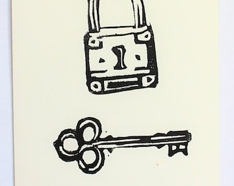 Lock and key greeting card