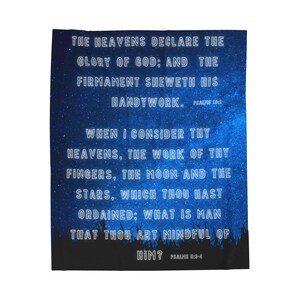 Psalm 19 Starry Night Velveteen Blanket | Heavens Declare Scripture Throw