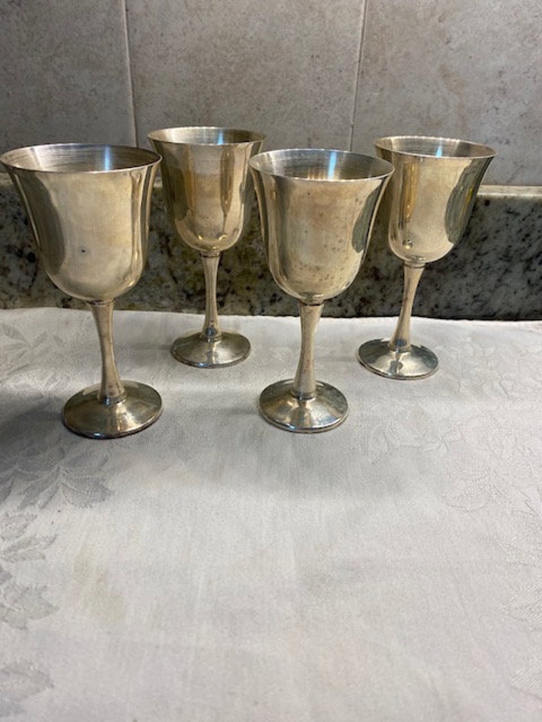 Silver Plate Wine Glasses 4 Etsy
