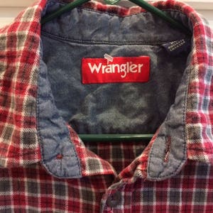 Wrangler mens flannel shirt size xl vintage flannel vintage wrangler western shirt image 2