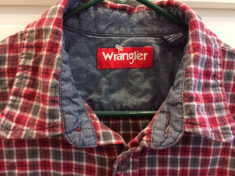 Wrangler mens flannel shirt size xl vintage flannel vintage wrangler western shirt image 2