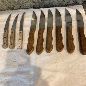 Vintage Japanese Steak Knife Set of 8 Mismatched Wooden Handles Cutlery  Carving Knives BBQ Cookout Parrilla Kitchen Cutlery Panchosporch -   Finland