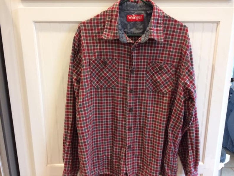 Wrangler mens flannel shirt size xl vintage flannel vintage wrangler western shirt image 1