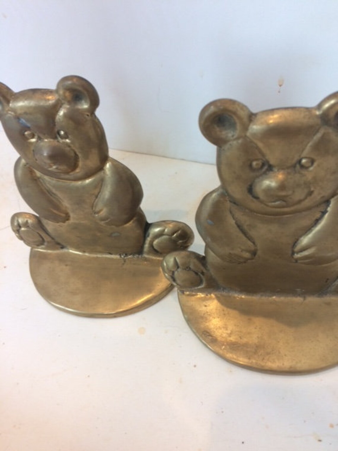 Brass Teddy Bear Bookends Vintage Bookends Vintage Teddy Bear Etsy