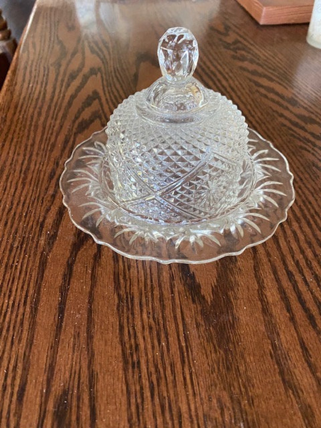 Butter Dish Round Crystal or Glass Etsy