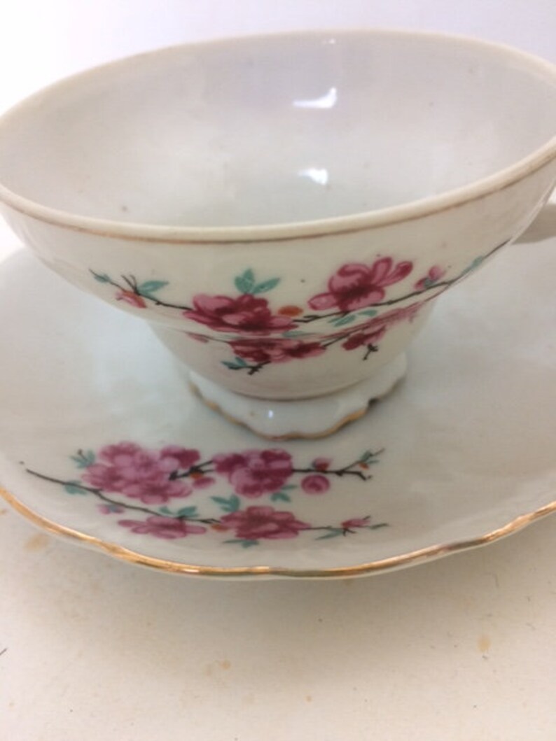 Tea Cups Made in Japan Vintage Tea Cups Two Tea Cups Flower Etsy