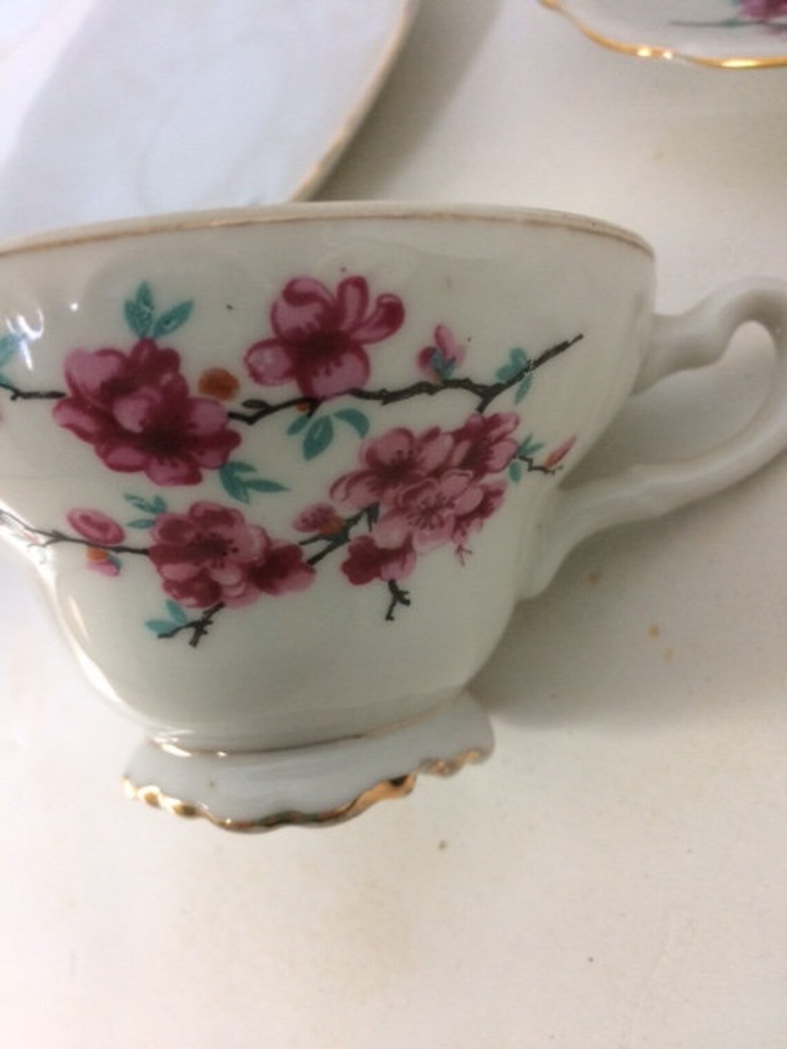 Tea Cups Made in Japan Vintage Tea Cups Two Tea Cups Flower Etsy