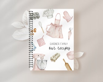 Family Recipes Book, Kitchen Recipe Journal, Journal Recipe, Family Recipes, wedding gift, wedding gift, housewarming, Family cookbook, C2A