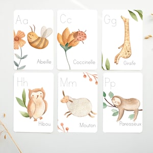 Alphabet, Cartes éclairs, Carte de l'alphabet, décoration chambre de bébé, décoration salle de jeux, flash cards alphabet, CP