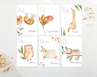 Alphabet, Cartes éclairs, Carte de l'alphabet, décoration chambre de bébé, décoration salle de jeux, flashcards alphabet, CP
