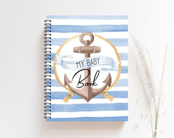 Baby Book, Baby Album, Baby Boy Journal, New Baby Gift, Memory Book, Keepsake Baby, Baby Shower Gift, Baby Nautical Decor, Baby Boy, BB12