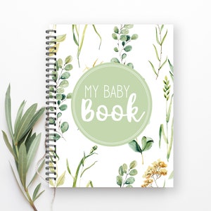 Baby book, Baby Journal, Baby Milestones Book, Baby Memory Book, Baby Boy Album, The First Years, Botanical Nursery Decor, M128