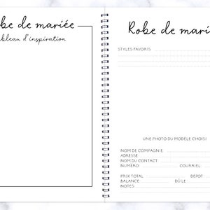 Planificateur de Mariage, Journal de Mariage, Mariage, Planificateur, Fiancailles, Journal de future mariée, Agenda de Mariage, CP, LW31F image 8