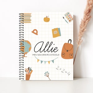 Livre souvenirs d'école fille, mon livre d'école, souvenirs d'école, livre enfance, livre scolaire, journal scolaire, livre souvenirs, Ec10f