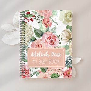 baby Book, Floral Baby Book, Baby Girl Book, , Baby Girl Memory Book, Baby Album, Baby Girl Journal, Baby Girl Shower Gift, M09