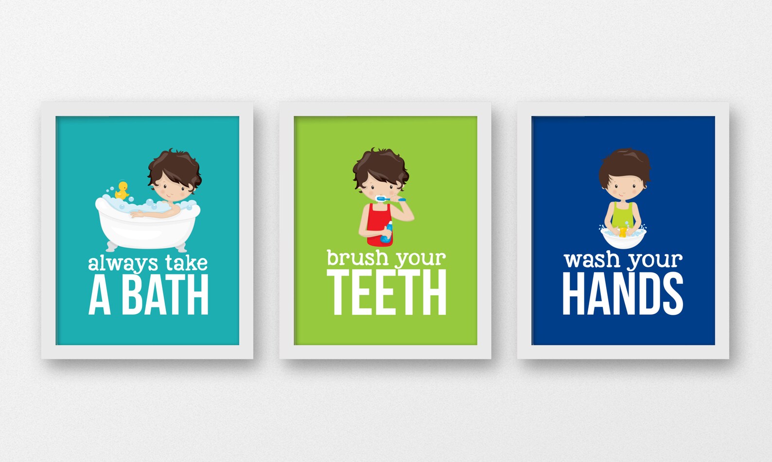 Boys Bathroom Rules Bathroom Kids Decor Brush your Teeth | Etsy