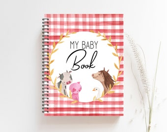 Baby Book, New Baby Gift, Baby Boy Gift, Modern Baby Book, Farm Baby Book, Boho Nursery, Personalized Baby, Pregnancy Book, Farm Decor, BB28