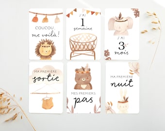 Cartes-étapes, Cartes étape petite enfance, petite enfance, cadeau pour maman, papeterie bébé, cadeau grossesse, jalons cards, BE15